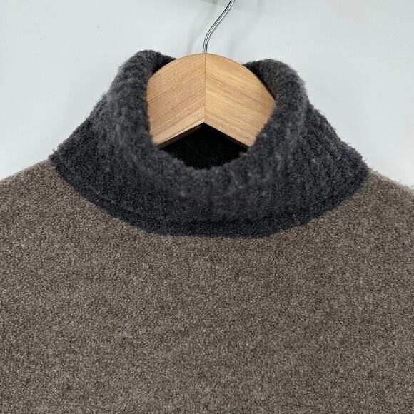 Eleventy Boiled Wool Blend Color Block Turtleneck Sweater - Picture 8 of 11